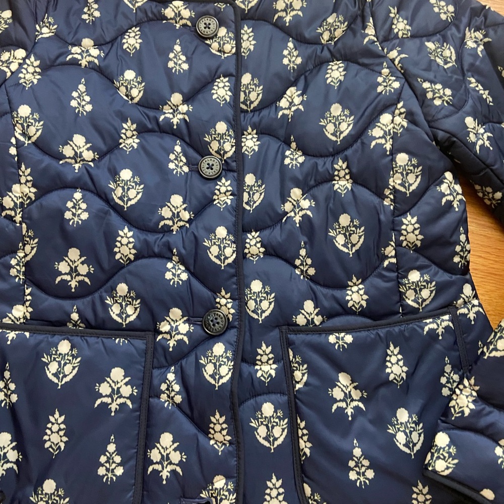 TALBOTS Quilted Collarless Jacket - Ditsy Foulard - Picture 8 of 12